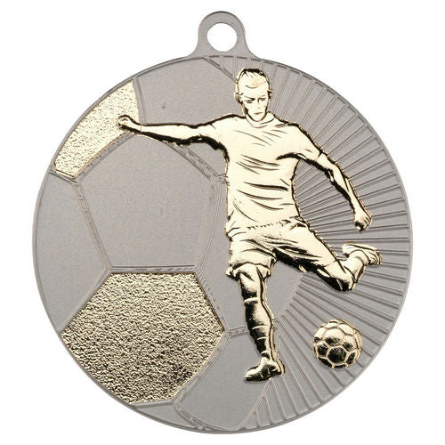 Large Football Two Colour Medal - 70mm - Matt Silver/Gold by Legacy Outfitters