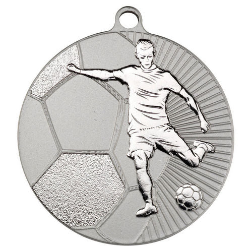 Large Football Two Colour Medal - 70mm - Matt Silver/Silver by Legacy Outfitters