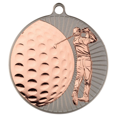 Large Golf Two Colour Medal - 70mm - Matt Silver/Bronze by Legacy Outfitters