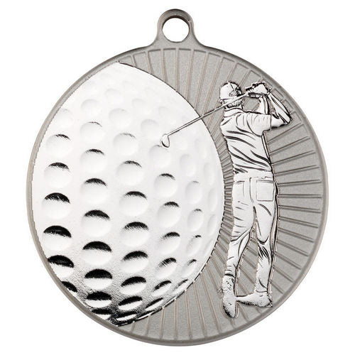 Large Golf Two Colour Medal - 70mm - Matt Silver/Silver by Legacy Outfitters