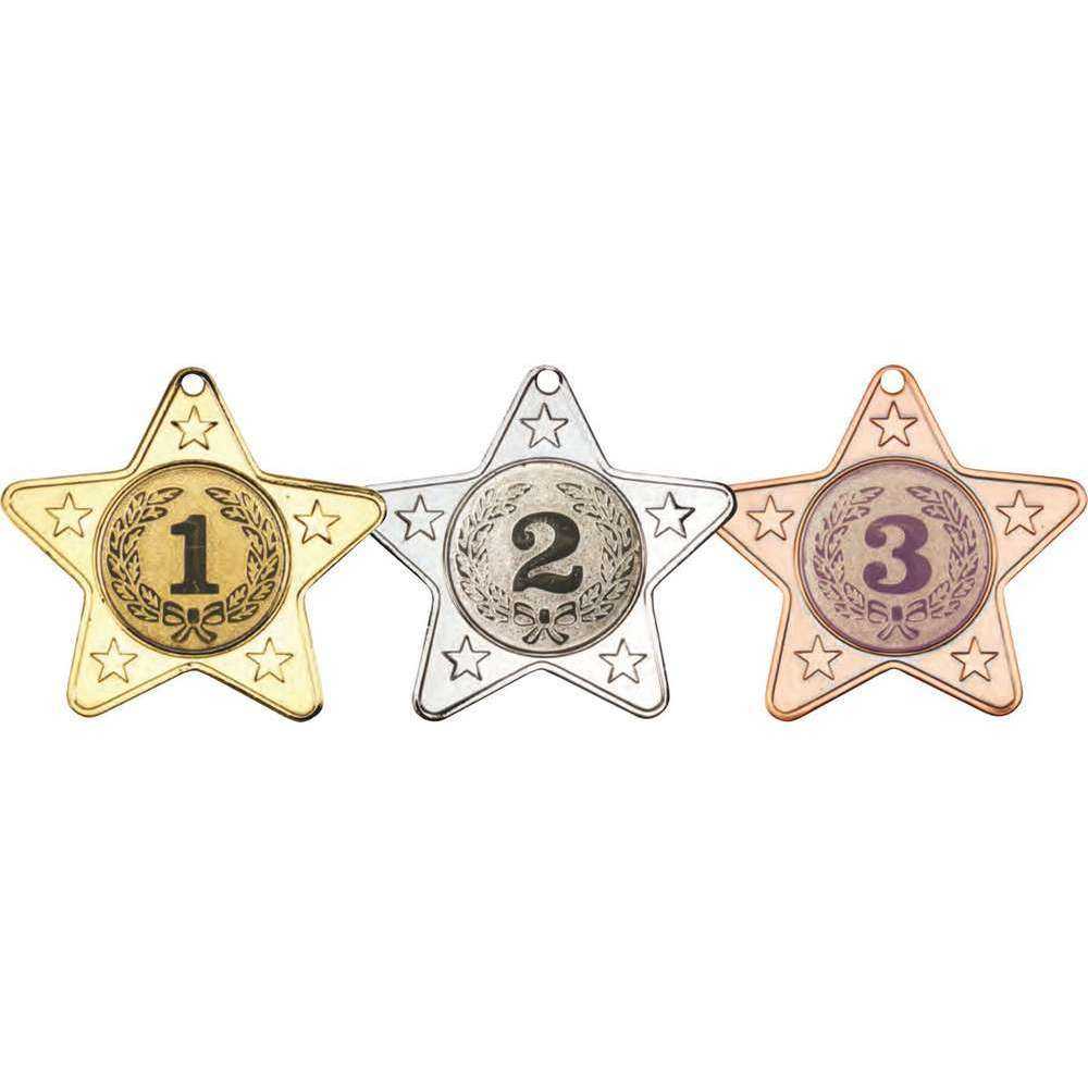 Star Shaped Medal With 5 Mini Stars (1in Centre) - 50mm by Legacy Outfitters