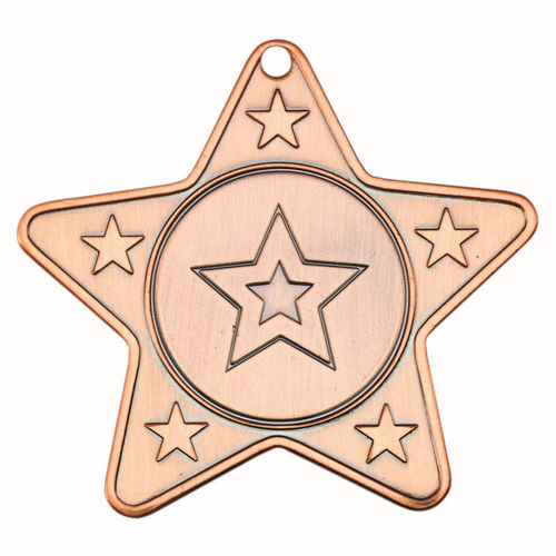 Star Shaped Medal With 5 Mini Stars (1in Centre) - 50mm - Bronze by Legacy Outfitters