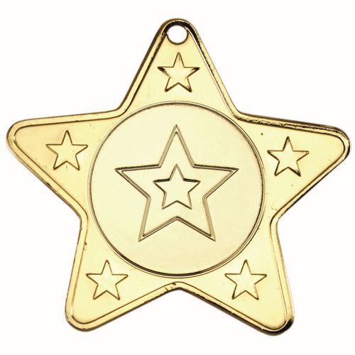 Star Shaped Medal With 5 Mini Stars (1in Centre) - 50mm - Gold by Legacy Outfitters