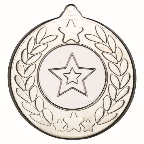 Stars And Wreath Medal (1in Centre) - 50mm - Silver by Legacy Outfitters