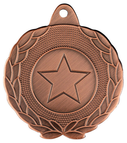 Laurel Wreath Edged Medal (1in Centre) - 45mm - Bronze by Legacy Outfitters