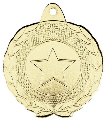 Laurel Wreath Edged Medal (1in Centre) - 45mm - Gold by Legacy Outfitters