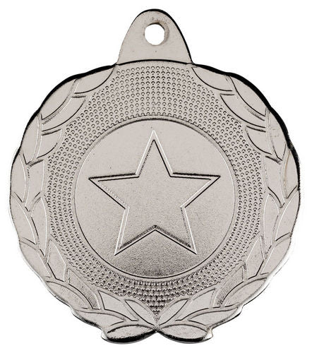 Laurel Wreath Edged Medal (1in Centre) - 45mm - Silver by Legacy Outfitters