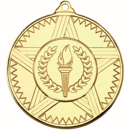Striped Star Medal (1in Centre) - 50mm - Gold by Legacy Outfitters