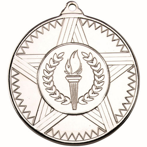 Striped Star Medal (1in Centre) - 50mm - Silver by Legacy Outfitters