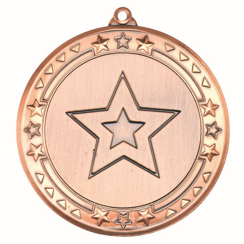 Tri Star Medal (2in Centre) - 70mm - Bronze by Legacy Outfitters