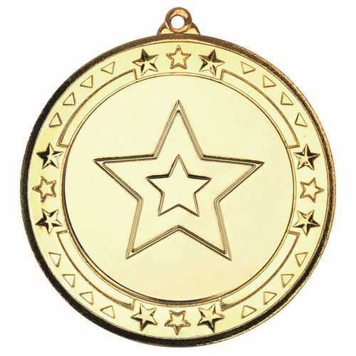 Tri Star Medal (2in Centre) - 70mm - Gold by Legacy Outfitters