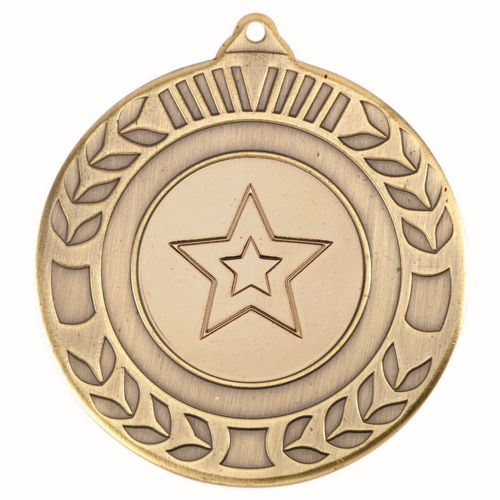 Wreath Medal (1in Centre) - 50mm - Antique Gold by Legacy Outfitters