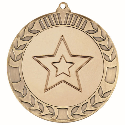 Wreath Medal (2in Centre) - 70mm - Antique Gold by Legacy Outfitters