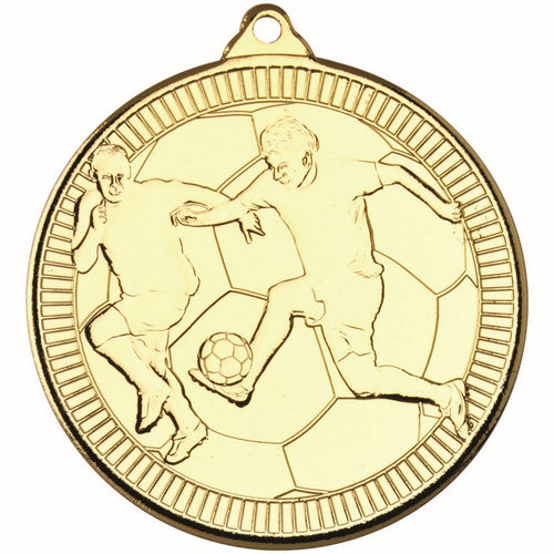 Football Multi Line Medal - 50mm - Gold by Legacy Outfitters