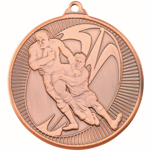 Rugby Multi Line Medal - 50mm - Bronze by Legacy Outfitters