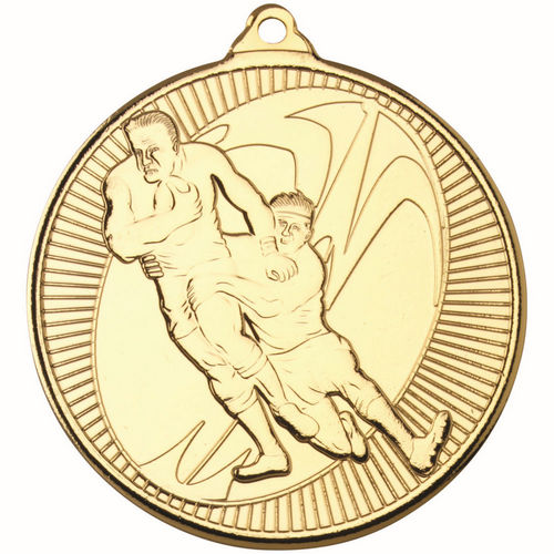 Rugby Multi Line Medal - 50mm - Gold by Legacy Outfitters