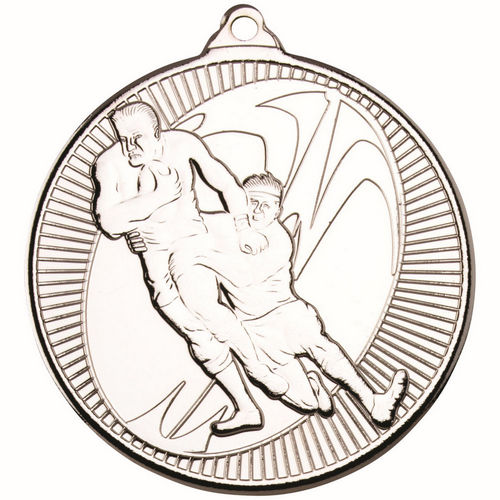 Rugby Multi Line Medal - 50mm - Silver by Legacy Outfitters