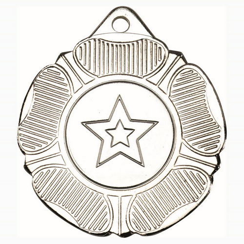 Tudor Rose Medal (1in Centre) - 50mm - Silver by Legacy Outfitters