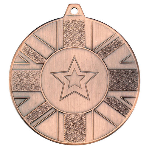 Union Flag Medal (1in Centre) - 50mm - Bronze by Legacy Outfitters