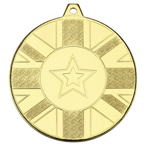 Union Flag Medal (1in Centre) - 50mm - Gold by Legacy Outfitters