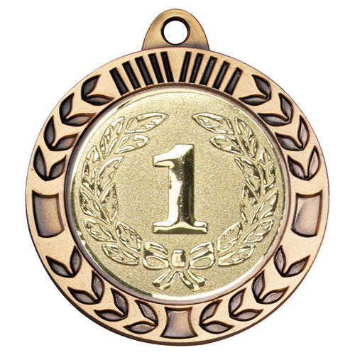 Wreath Medal Extra Thick (2in Centre) - 70mm - Antique Gold by Legacy Outfitters