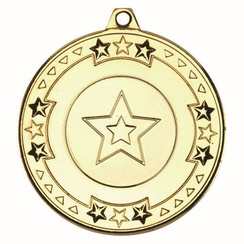 Tri Star Medal (1in Centre) - 50mm - Gold by Legacy Outfitters