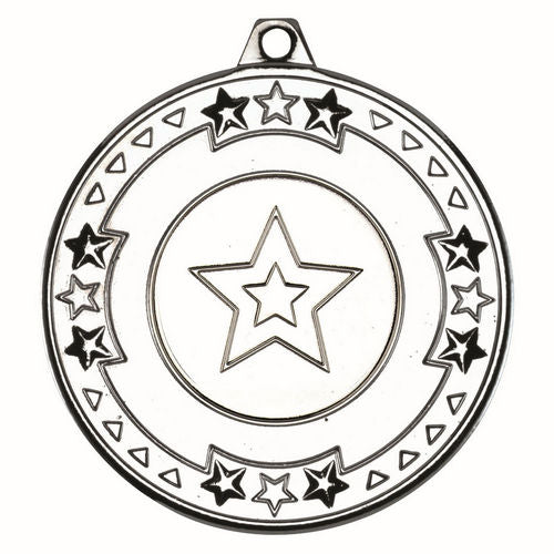 Tri Star Medal (1in Centre) - 50mm - Silver by Legacy Outfitters