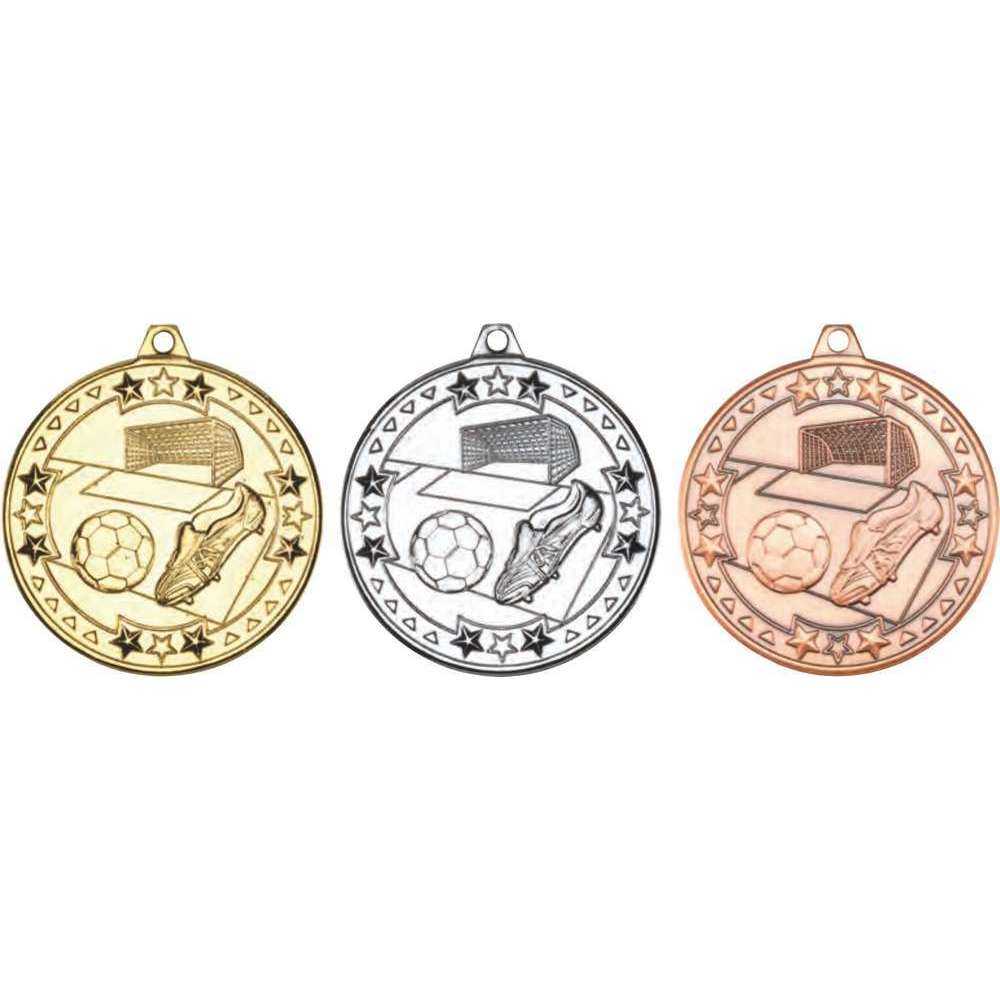 Football Tri Star Medal - 50mm by Legacy Outfitters