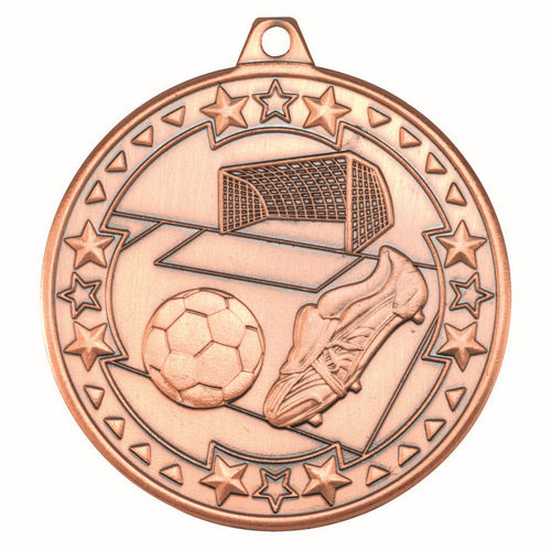 Football Tri Star Medal - 50mm - Bronze by Legacy Outfitters