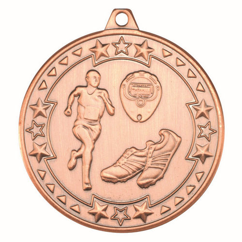 Running Tri Star Medal - 50mm - Bronze by Legacy Outfitters