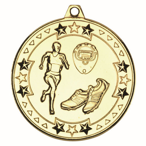 Running Tri Star Medal - 50mm - Gold by Legacy Outfitters