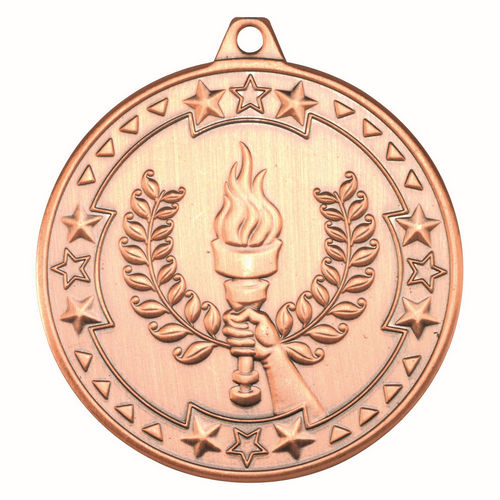 Victory Torch Tri Star Medal - 50mm - Bronze by Legacy Outfitters