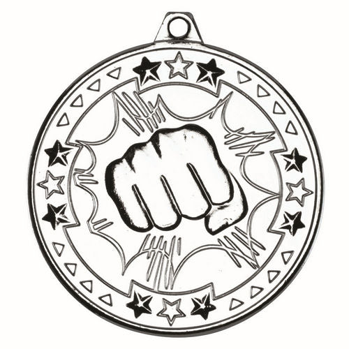 Martial Arts Tri Star Medal - 50mm - Silver by Legacy Outfitters