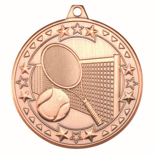 Tennis Tri Star Medal - 50mm - Bronze by Legacy Outfitters