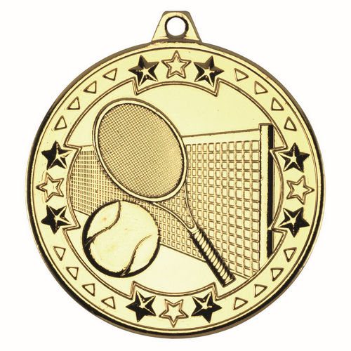 Tennis Tri Star Medal - 50mm - Gold by Legacy Outfitters