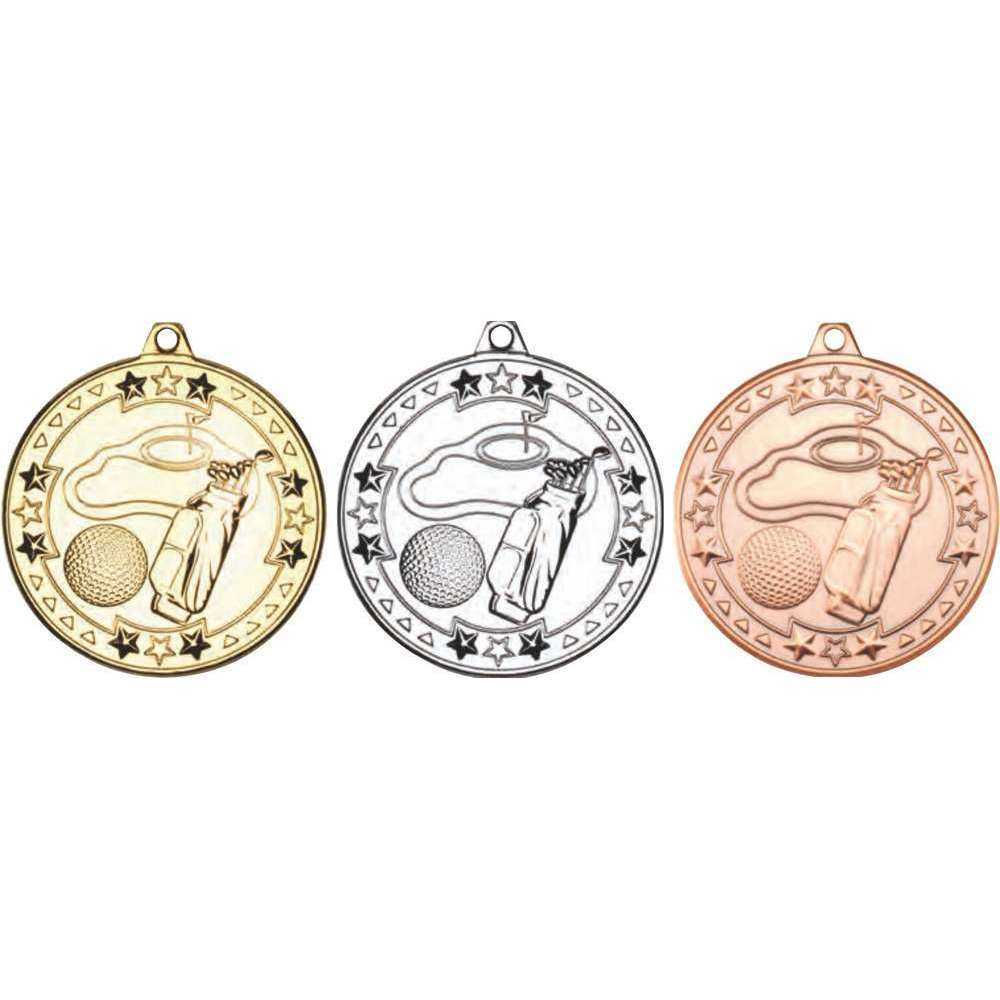 Golf Tri Star Medal - 50mm by Legacy Outfitters