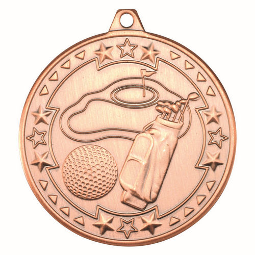 Golf Tri Star Medal - 50mm - Bronze by Legacy Outfitters