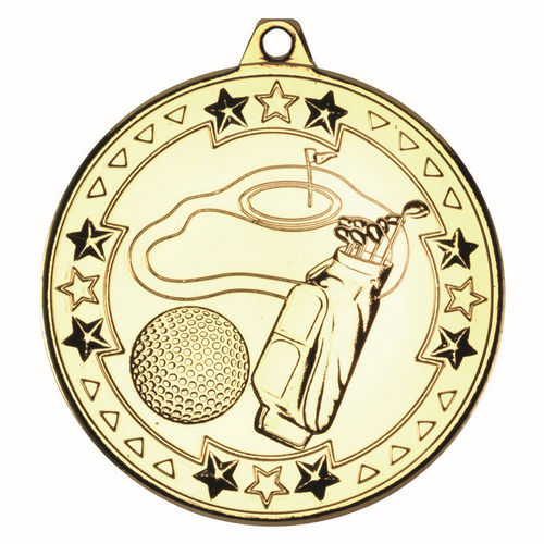 Golf Tri Star Medal - 50mm - Gold by Legacy Outfitters