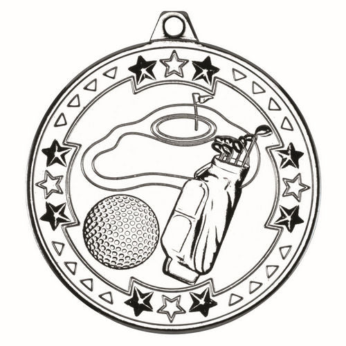 Golf Tri Star Medal - 50mm - Silver by Legacy Outfitters