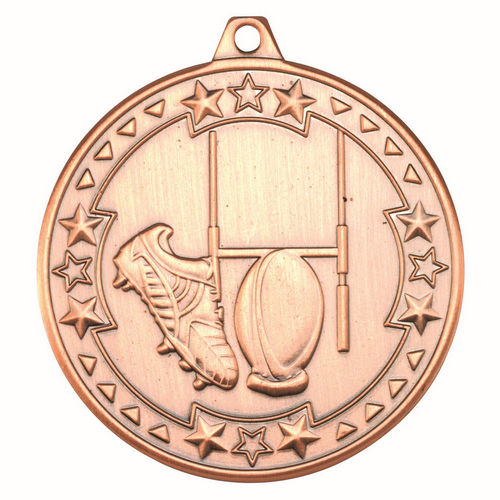 Rugby Tri Star Medal - 50mm - Bronze by Legacy Outfitters