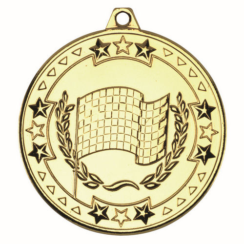 Motor Sport Tri Star Medal - 50mm - Gold by Legacy Outfitters