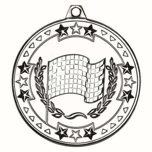 Motor Sport Tri Star Medal - 50mm - Silver by Legacy Outfitters