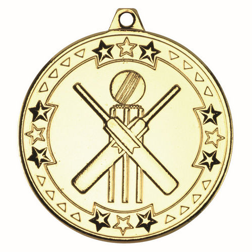 Cricket Tri Star Medal - 50mm - Gold by Legacy Outfitters