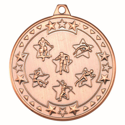 Multi Athletics Tri Star Medal - 50mm - Bronze by Legacy Outfitters