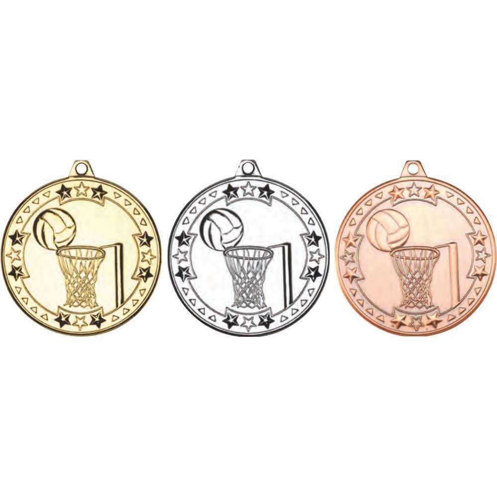 Netball Tri Star Medal - 50mm by Legacy Outfitters