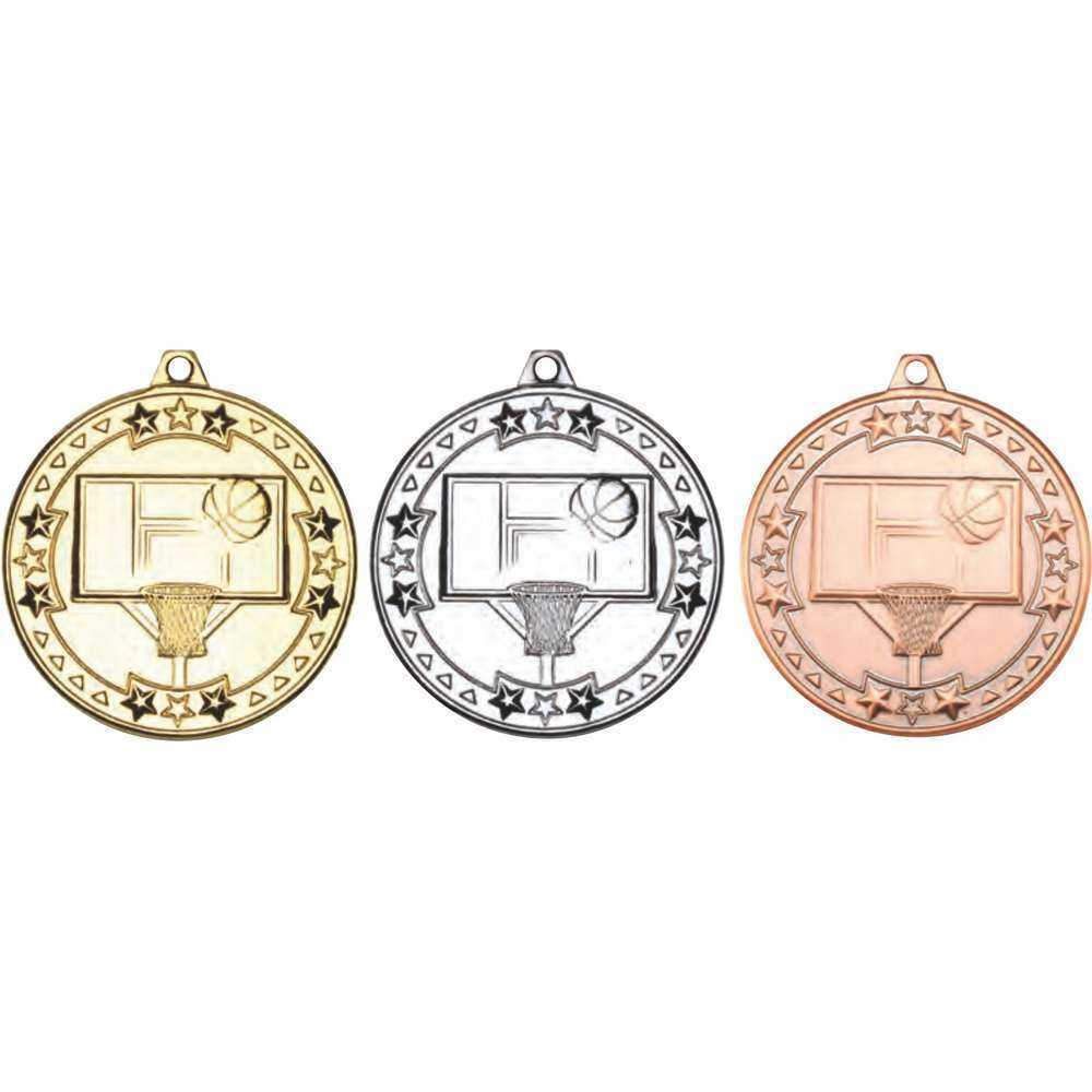 Basketball Tri Star Medal - 50mm by Legacy Outfitters