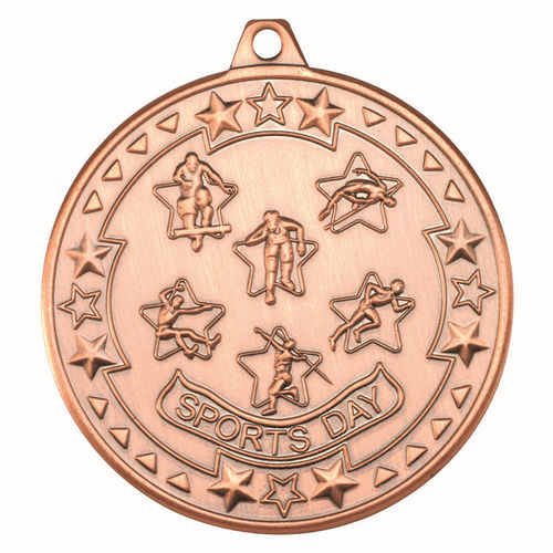 Sports Day Tri Star Medal - 50mm - Bronze by Legacy Outfitters