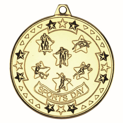 Sports Day Tri Star Medal - 50mm - Gold by Legacy Outfitters