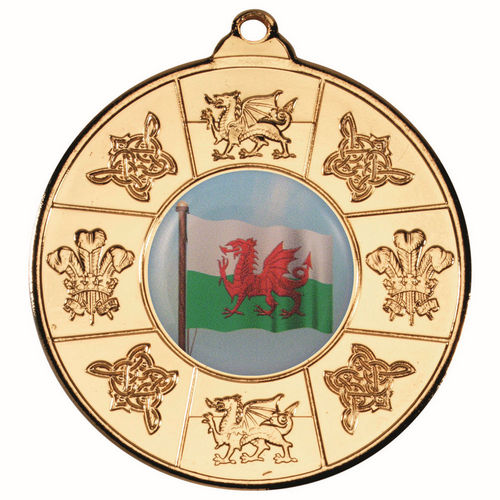 Wales Medal (1in Centre) - 50mm - Gold by Legacy Outfitters