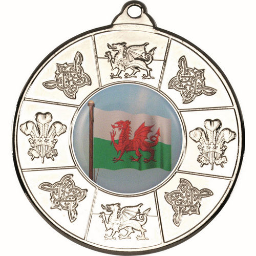 Wales Medal (1in Centre) - 50mm - Silver by Legacy Outfitters